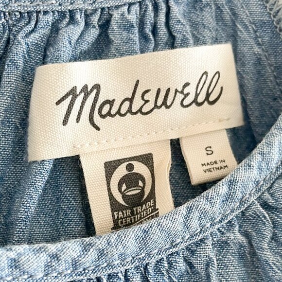 Madewell Chambray Shirred Blouse - Picture 3 of 10